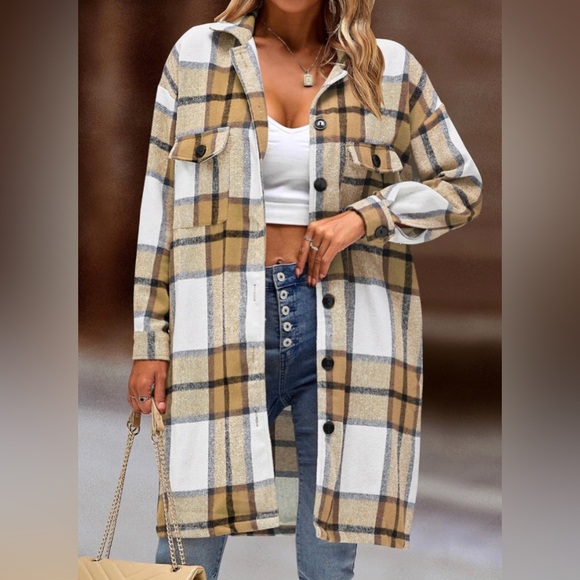 NWT Long Length Cotton Flannel Shacket - Picture 6 of 16